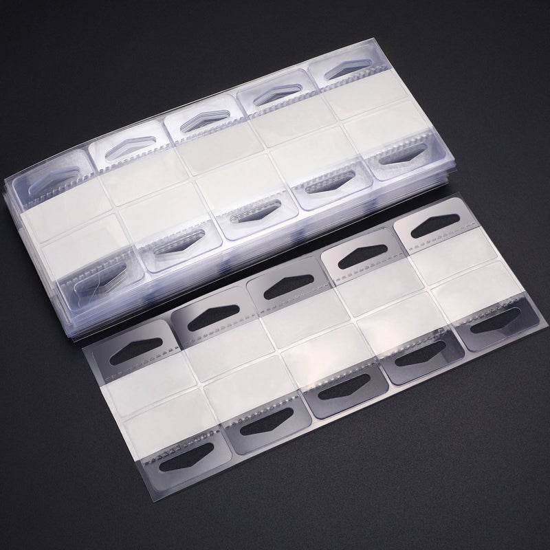 TecUnite 300 Pieces Adhesive Hanging Tags 1-1/2 by 1-1/2 Inch Slot Hole Display Hang Tabs Clear Plastic Hanging Tags Folding Tabs for Store Retail Display - Image 1